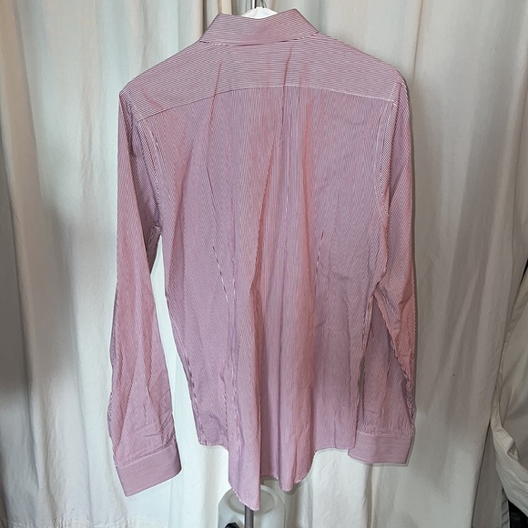 Mens pinstriped red white dress shirt M express dry cleaned extra slim fit - Picture 2 of 10